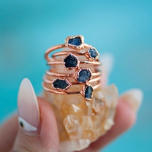 SEPTEMBER | sapphire + electroformed copper raw birthstone collection ring