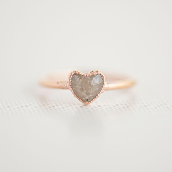 cremation pet ashes heart electroformed copper memorial keepsake ring silver gold or rose gold plated