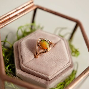 opal rose gold plated electroformed ring size 6.5 image 3
