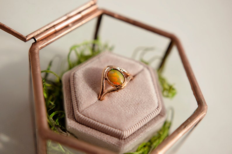 opal rose gold plated electroformed ring size 6.5 image 3