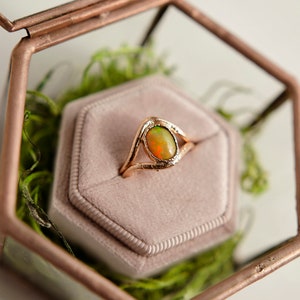 opal rose gold plated electroformed ring size 6.5 image 1