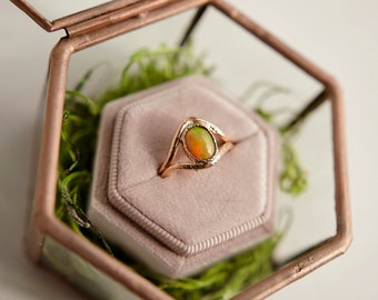 opal + rose gold plated electroformed ring | size 6.5