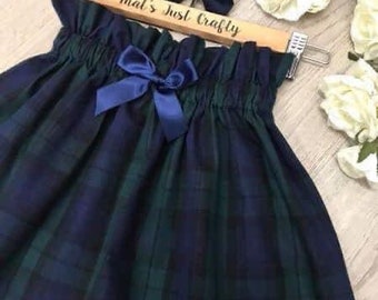 Navy/Green Tartan high waist skirt set