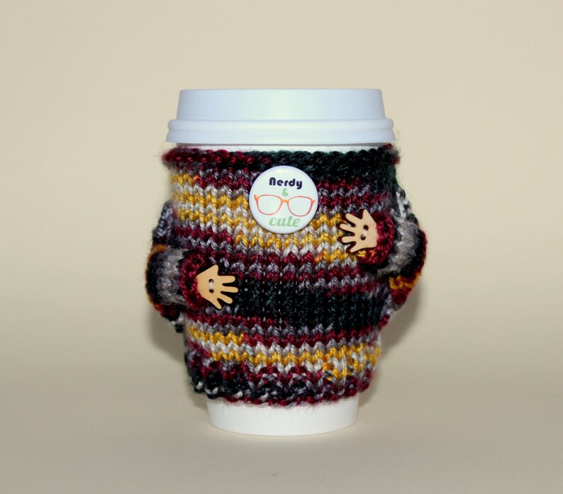 Nerdy Coffee cozy. Travel mug cozy. Knitted cup sweater. Etsy
