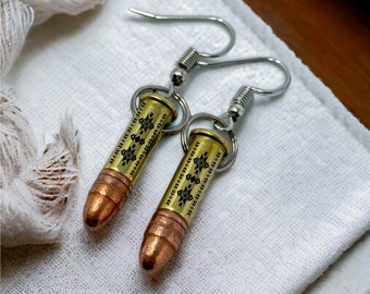 22 Bullet Earrings - Hook Earrings - Gifts For Her - Dangle Earrings - Handmade Jewelry- Bridesmaid Gift- Earrings- Bride Gift- Personalized