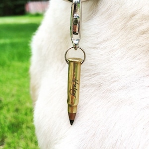 Personalized Bullet Dog Tag Pet ID Tag Custom Engraved Dog Tag personalized dog tag Outdoor dog tag Hiking dog tag Hunting Dog image 1