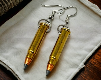 17hmr Bullet Earrings - Custom Engraved - Dangle Earrings - Once Fired - Bullet Earrings - Bullet Casings - Gifts For Her - Ammo Earrings