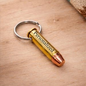 Llavero de bala - Grabado personalizado - Personalizado - Hecho a mano