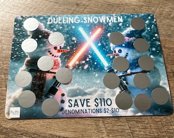 Dueling Snowmen Scratch Off Savings Challenge || Save 110