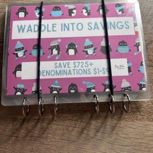 Libro delle sfide Waddle Into Savings // Risparmia oltre 725 // 11 mini gratta e vinci plastificati per le sfide del risparmio