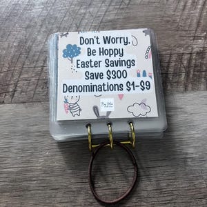 Ne vous inquiétez pas, Be Hoppy Mini livre défi épargne || Économisez 300 || 16 enveloppes double face plastifiées à gratter || Pâques / Fêtes