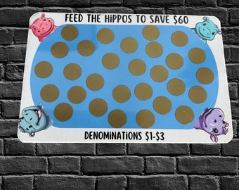 Mini Save 60 Feed The Hippos Mystery Scratch Off Savings Challenge || Denominations 1-3