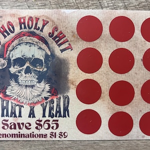 Ho Ho Santo cielo, che anno Mini sfida di risparmio // Risparmia 65 // Sfida di risparmio di denaro gratta e vinci a tema natalizio