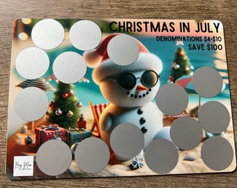 Snowman On The Beach Scratch Off Savings Challenge || Christmas In July || Save 100