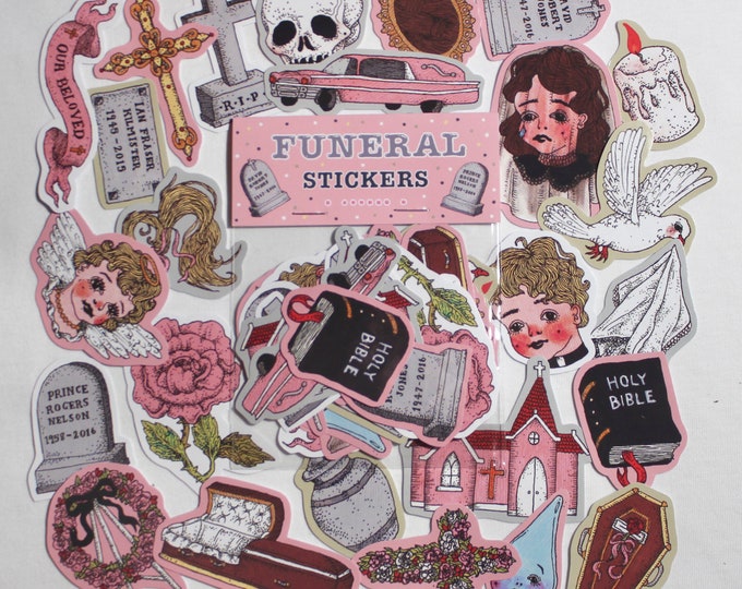 Funeral Sticker Frame Funeral STICKERS (25 Pack) - Etsy