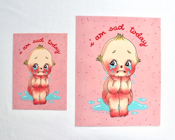 K*様 Original paint T crying baby I Am Sad Today PRINTS - Etsy