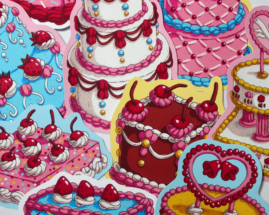 Cake STICKERS (10 Pack) - Etsy
