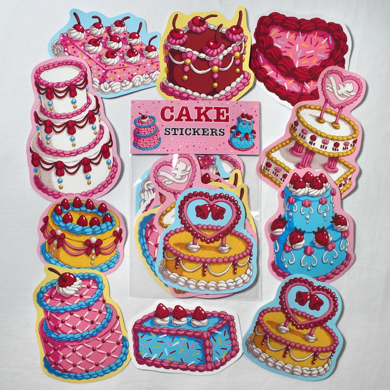 Modern Cake Sticker Cake STICKERS (10 Pack) - Etsy