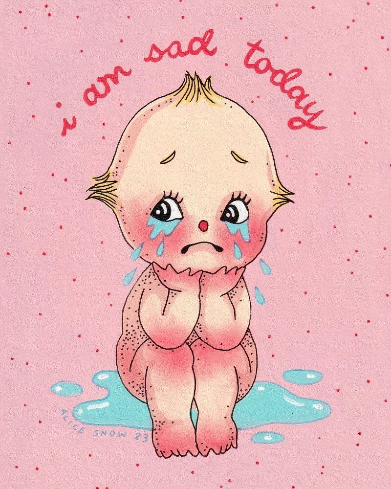 K*様 Original paint T crying baby I Am Sad Today PRINTS - Etsy