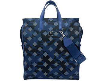 MCM Nylon Camo Dieter Munich Sac fourre-tout Sac à bandoulière Sac messager Bleu Unisexe