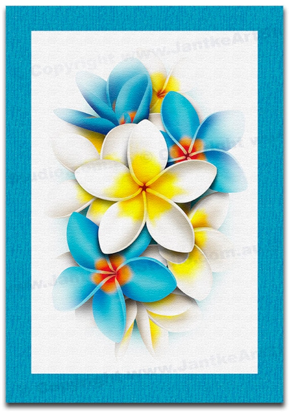 Buy BLUE FRANGIPANI Plumeria FLOWER Fine Art Canvas Print Mother