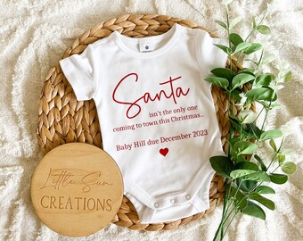 Santa Isn't the Only One Coming to Town Onesie | Christmas Themed Pregnancy Announcement | December Baby Onesie | Newborn Romper | Xmas 2023