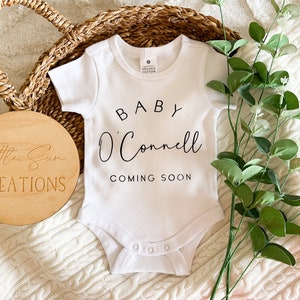 Personalised Baby Last Name Onesie Newborn Onesie Pregnancy Announcement Birth Announcement Custom Onesie image 5