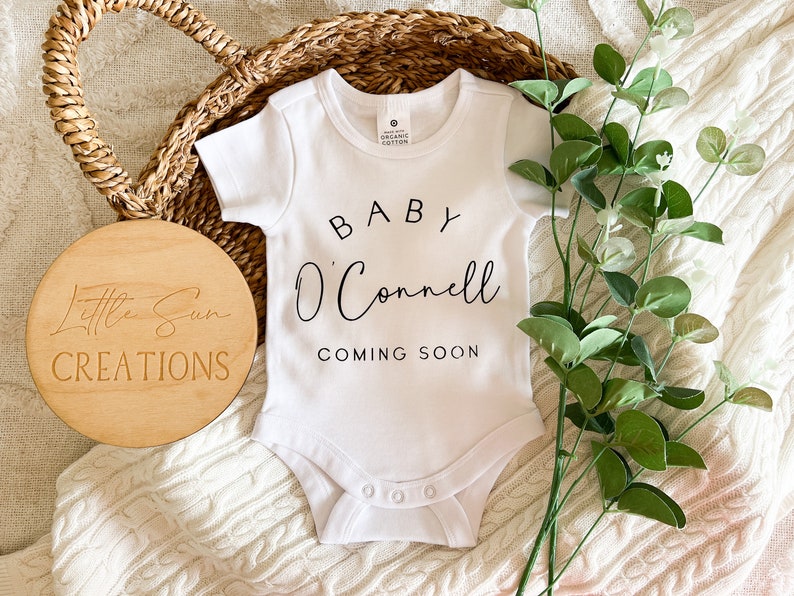 Personalised Baby Last Name Onesie Newborn Onesie Pregnancy Announcement Birth Announcement Custom Onesie image 5
