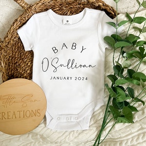 Personalised Baby Last Name Onesie Newborn Onesie Pregnancy Announcement Birth Announcement Custom Onesie image 9