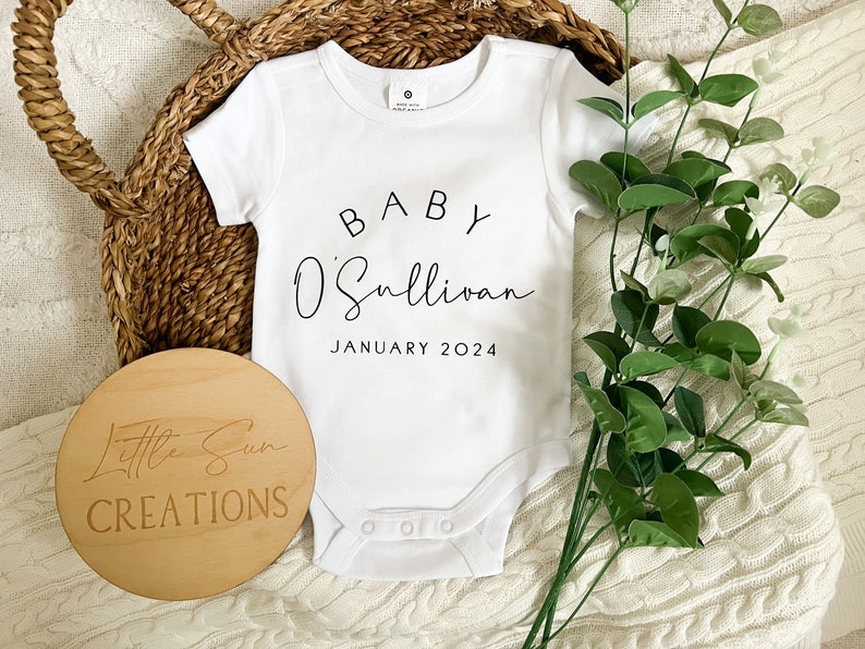 Personalised Baby Last Name Onesie Newborn Onesie Pregnancy Announcement Birth Announcement Custom Onesie image 9