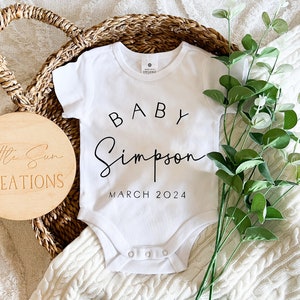 Personalised Baby Last Name Onesie Newborn Onesie Pregnancy Announcement Birth Announcement Custom Onesie image 6