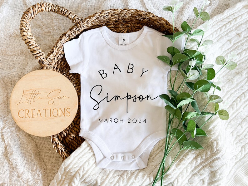 Personalised Baby Last Name Onesie Newborn Onesie Pregnancy Announcement Birth Announcement Custom Onesie image 6