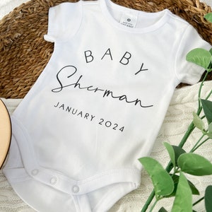 Personalised Baby Last Name Onesie Newborn Onesie Pregnancy Announcement Birth Announcement Custom Onesie image 2
