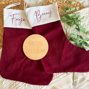 Personalised Red Christmas Stockings I Velvet Stockings I First Christmas stockings I Baby's 1st Christmas | Xmas 2023