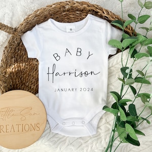 Personalised Baby Last Name Onesie Newborn Onesie Pregnancy Announcement Birth Announcement Custom Onesie image 1