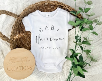 Personalised Baby Last Name Onesie | Newborn Onesie | Pregnancy Announcement | Birth Announcement | Custom Onesie