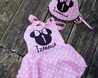 minnie outfit smash the cake baby girl Anniversary red dots