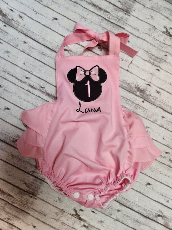 Smash cake outfit girl, pink and gold minnie, baby girl clothing, girls clothing, girls romper, baby girl romper,handmade, add age if needed