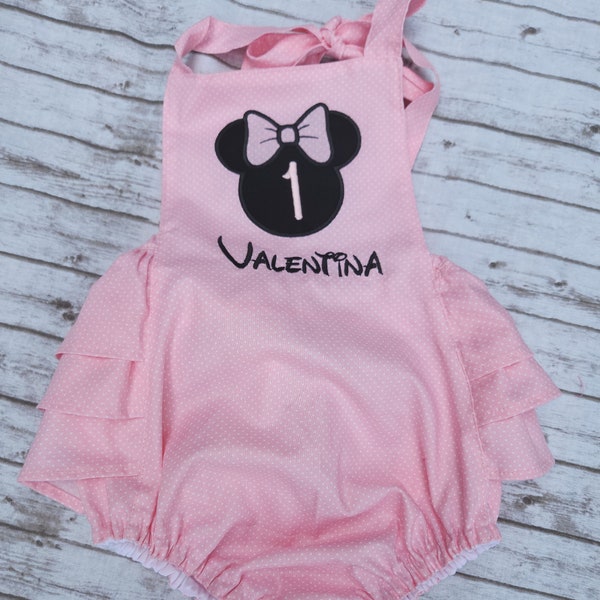 Smash cake outfit girl, pink and gold minnie, baby girl clothing, girls clothing, Romper, girls romper, baby girl romper, add age if needed