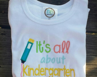 Terug naar school shirt, kleuterschool shirt, appliqued shirt.