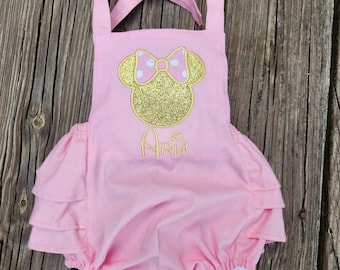 Smash Cake Outfit, Handmade Baby Romper, Minnie Mouse