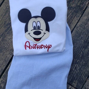 Mickey outfit, Steamboat Willie Mickey, boys short set, boys clothing, Disney inspired clothing, seersucker short set.