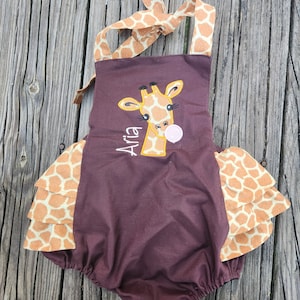 Safari Birthday, Safari Romper, Giraffe, giraffe outfit, Smash Cake outfit, girls boutique outfit, baby girls clothing, girls clothing