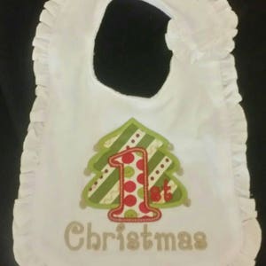 My first christmas bib, babys first christmas, bib, appliqued bib, baby girls clothing, christmas applique, bibs, baby bib