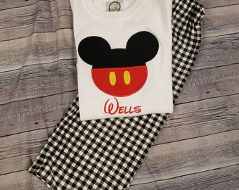 Appliqued boys clothing, Mickey inspired outfit, Mickey applique, Mickey outfit, Disney clothing, boys clothing, baby boys clothing