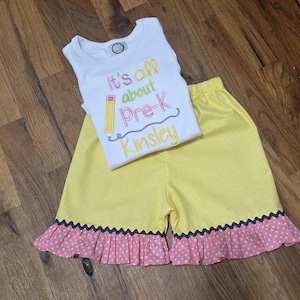 Back to school outfit, Girls back to school outfit, girls clothing, first day of school, Pre-K, Kindergarten, first, second, third, fourth