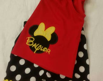 Minnie outfit, Minnie mouse, Disney clothing, Minnie applique, girls clothing, Minnie birthday