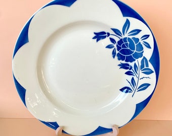 Antique blue hollow dish / bowl model Corsica french manufacture Digoin Sarreguemines 60s