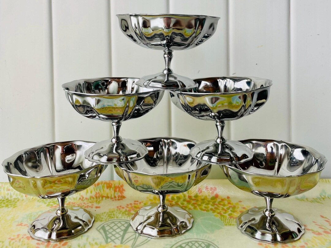 Lot De 2 Coupes à Glace Vintage Jean Couzon En Inox Argenté - Très Bon état