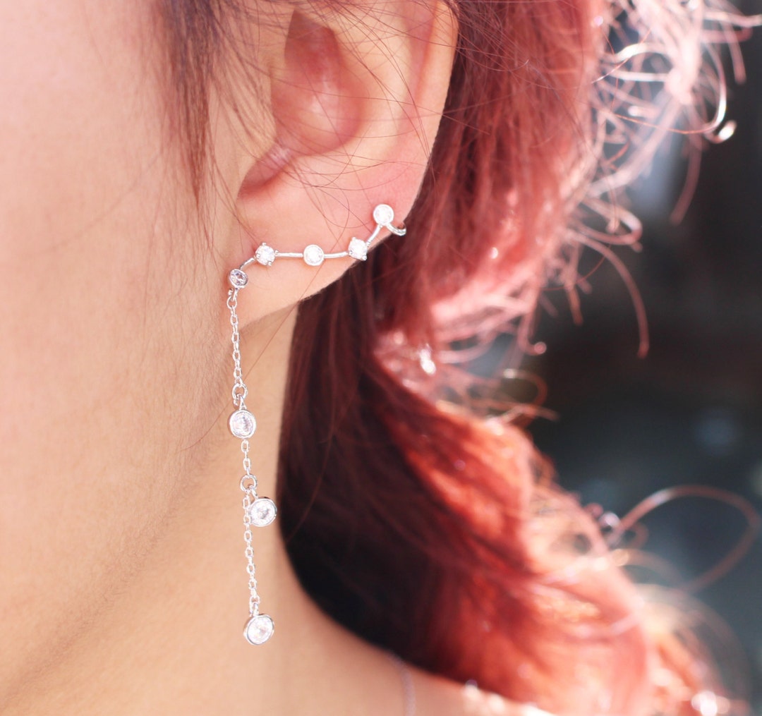 Unbalance Crystal Drop Earrings Etsy